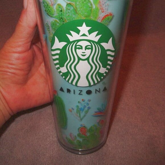 NEW Starbucks ARIZONA Cold Cup TUMBLER Venti 24 oz CACTUS Desert LID STRAW 2021 - Picture 2 of 8